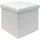 Intirilife Faltbarer Sitzhocker 38 x 38 x 38 cm in WEIß - Sitzwürfel mit Stauraum und Deckel aus Stoff in Cord Optik - Sitzcube Fußablage Aufbewahrungsbox Truhe Sitzbank
