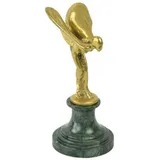 Casa Padrino Luxus Briefbeschwerer Skulptur Frau mit Flügeln Gold / Grün 7 x 8 x H. 16 cm - Elegante Bronze Figur mit Marmorsockel - Luxus Schreibtisch Deko Accessoires