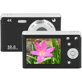 Digitalkamera, 50 MP Full HD 4K-Kamera mit 16-fachem Zoom Anti-Shake, Kompaktkamera für Kinder, Studenten, Kinder, Teenager, Mädchen, Jungen, Kinderkamera mit Fülllicht (Black)