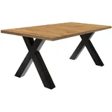 Self Hom`in Esstisch, Schwarz, Eiche Artisan, Holzwerkstoff, rechteckig, X-Form, 90x75x160-210 cm, ausziehbar, in verschiedenen Holzdekoren erhältlich, Esszimmer, Tische, Esstische