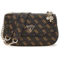 GUESS Schultertasche Eco Erica Convertible Xbody Flap Bag Brown Logo