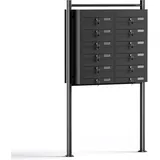 Wiltec Briefkastenanlage 2 x 6 Fächer schwarz