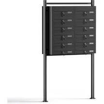 Wiltec Briefkastenanlage 2 x 6 Fächer schwarz
