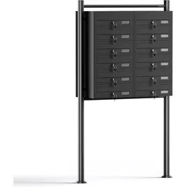 Wiltec Briefkastenanlage 2 x 6 Fächer schwarz