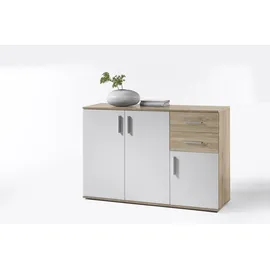preisbrecher Kombikommode 120 cm Eiche / Weiß