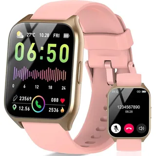 Für Herren und Damen, HD Smartwatch mit Anruffunktion, 113+ Sport- Schrittzähler/Schlaf - Rosa