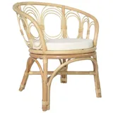 furnicato Esszimmerstuhl mit Auflage Natur Rattan und Leinenbezug (1 St) weiß