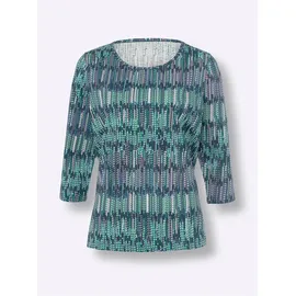 Classic Basics Sieh an! 3/4-Arm-Shirt in dunkelblau-smaragd-bedruckt | Gr.: 48
