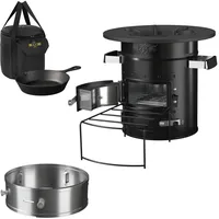 BBQBOSS Raketenofen mit Grillpfanne mit Power Ring Schwarz Campingkocher