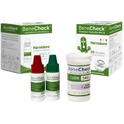 BeneCheck Harnsäure-Kontrolllösung und 25 Teststreifen 1 St