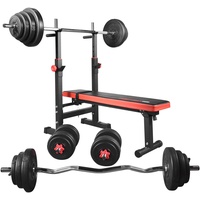 Train Hard Multi Hantelbank Blackcombo klappbar mit Lang-, Curl- und Kurzhantelstange und 150kg Hantelscheiben