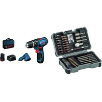 Bosch Professional Akku Schlagbohrmaschine GSB 12V-15 (2x 2,0 Ah Akku, 12 Volt, max. Bohr-Ø Holz: 19 mm, in L-BOXX)+Bosch Professional 43tlg. Schrauber Bit Set (Zubehör für Elektrowerkzeuge)