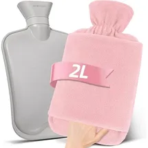 luxuskollektion Wärmflasche 2L Vliesbezug Auslaufsicher Naturkautschuk Rosa