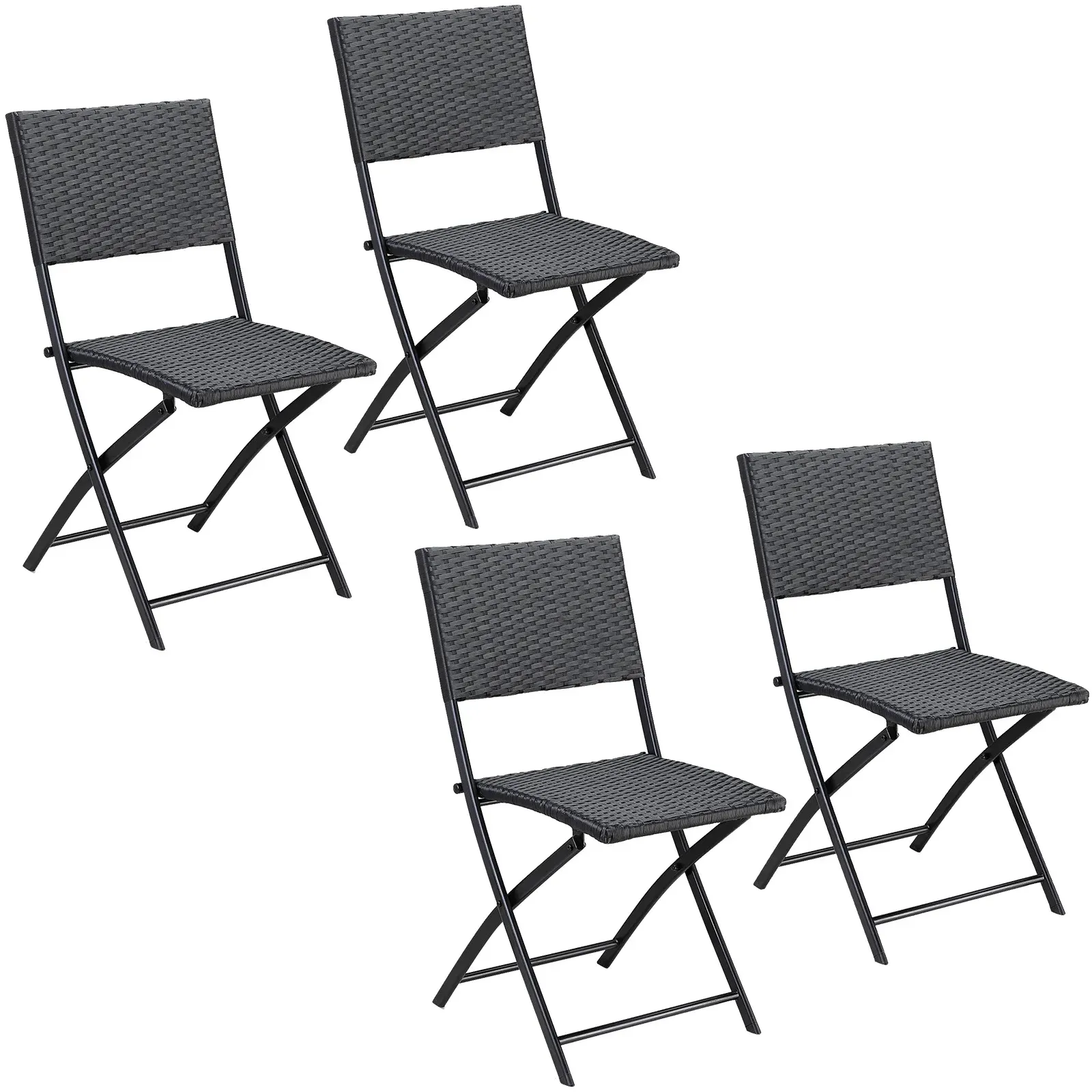 Rattan Folding Chair Rom 4Pcs Black