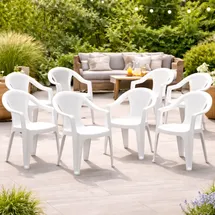 Mojawo Ischia Gartenstuhl 56 x 56 x 83 cm weiß 8 St.