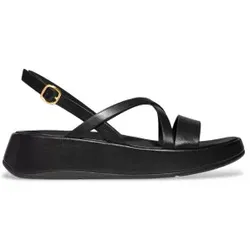 Fitflop für Damen. IY3-090 Mode Ledersandalen schwarz (41), 3 bis 5 cm, Schnalle, Lässig