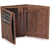 DONBOLSO Geldbeutel Herren - Große Geldbörse mit RFID-Schutz aus Leder - Portemonnaie mit Kartenetui Herren und Sichtfach für Ausweis und Kreditkarten - Vintage Braun