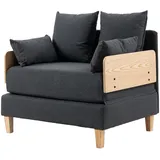 [en.casa] Schlafsessel Seinlus Polyester 81 x 88 x 68 cm Dunkelgrau mit Kissen