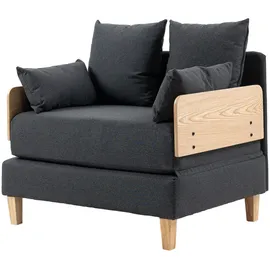 [en.casa] Schlafsessel Seinlus Polyester 81 x 88 x 68 cm Dunkelgrau mit Kissen