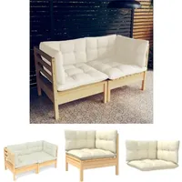 2-Sitzer-Gartensofa mit Creme Kissen Massivholz Kiefer - Gartensofas - Creme - The Living Store