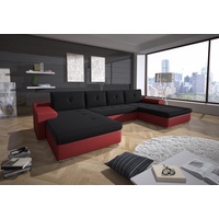 Fun Möbel Couchgarnitur FLORENZ U-Form mit Schlaffunktion Rot /