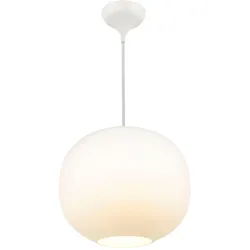 Pendelleuchte "Navone", weiß, Ø 20,00cm H: 17,00cm, DESIGN FOR THE PEOPLE, Lampen, Zeitloses, klassisches Design, Materialmix aus Opalglas und Messing