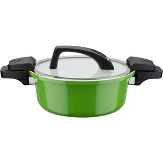 GSW Dampfgartopf Ceramica green, Aluminium (1-tlg), Dampfkochtopf, mehrfache Ceramic-Versielgung, Induktion grün 4 l | Ø 24 cm x 10 cm