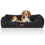Knuffelwuff orthopädisches Hundebett Cremona aus strukturiertem Webstoff mit meliertem Charakter XL 105 x 75cm Anthrazit