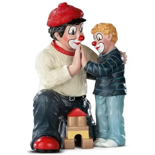 GILDE Clown Gib Mir Fünf aus Kunstharz - Deko Figur und Sammlerstück - Mehrfarbig, 11 cm hoch, 8 cm breit, 7 cm tief