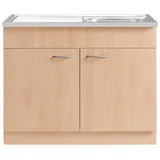 wiho Küchen Spülenschrank »Kiel«, 100 cm breit mit Auflagespüle, braun