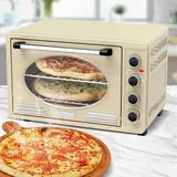 TurboTronic Minibackofen mit Umluft und Drehspieß 45 Liter, inkl. Backblech, 2000W Mini Tisch Backofen Camping Pizzaofen Klein/Groß Vintage Retro cr