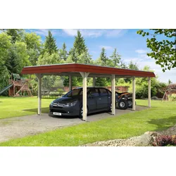 Skan Holz Walmdach Carport 362cm farblich unbehandelt Holzcarport