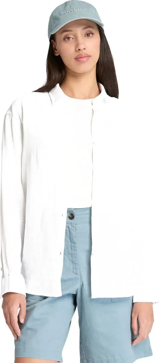 Timberland Womens Linen Long-sleeve Shirt white XS
