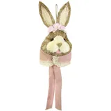 I.GE.A. Dekofigur I.GE.A. "Tierfigur Bast-Hasenkopf Hase Osterhasen Deko Ostern Osterdeko", rosa, B:16cm H:60cm, Baumwolle, sonstige Fasern, Dekofiguren, Türdeko Wanddeko Osterfigur Frühlingsdeko Dekohase Skulptur Frühling