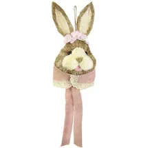 I.GE.A. Dekofigur I.GE.A. "Tierfigur Bast-Hasenkopf Hase Osterhasen Deko Ostern Osterdeko", rosa, B:16cm H:60cm, Baumwolle, sonstige Fasern, Dekofiguren, Türdeko Wanddeko Osterfigur Frühlingsdeko Dekohase Skulptur Frühling