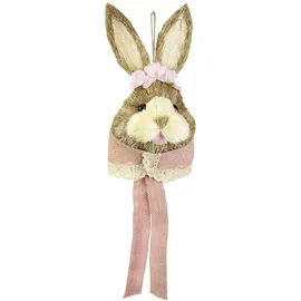 I.GE.A. Dekofigur I.GE.A. "Tierfigur Bast-Hasenkopf Hase Osterhasen Deko Ostern Osterdeko", rosa, B:16cm H:60cm, Baumwolle, sonstige Fasern, Dekofiguren, Türdeko Wanddeko Osterfigur Frühlingsdeko Dekohase Skulptur Frühling