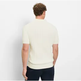 Olymp Kurzarmshirt OLYMP, Herren, Gr. XXL, off, Strick, Obermaterial: 54% Baumwolle, 46% Polyester, unifarben mit Farbeinsätzen, regular fit hüftbedeckend, Rundhals, Rippbündchen, Shirts, mit Flecht-Muster und Polokragen, Strick
