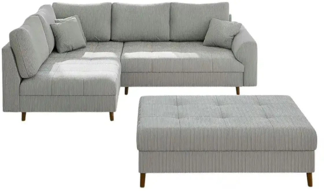 S-STYLE Ecksofa mit Hocker  Maya , grau , Maße (cm): B: 231 H: 81