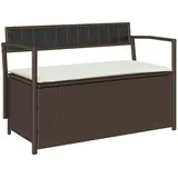 vidaXL Gartenbank mit Stauraum und Kissen Braun Poly Rattan