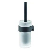Tiger Toilettenbürste mit gefrostetem Glasbehälter, Edelstahl, Schwarz-matt
