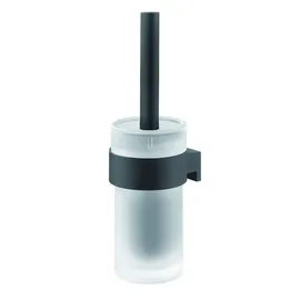 Tiger Toilettenbürste mit gefrostetem Glasbehälter, Edelstahl, Schwarz-matt