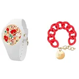 Ice flower - Poppy fields - Small - 3H + Jewellery - Chain bracelet - Red Passion - Gold