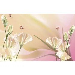 Fototapete PAPERMOON "Muster mit Blumen", bunt, B:3,50m L:2,60m, Vlies, Tapeten