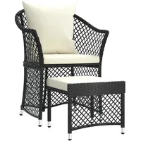 vidaXL 2-tlg Garten-Lounge-Set mit Kissen Schwarz Poly Rattan Modell 4
