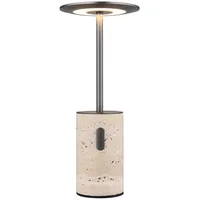 GLOBO LED Tischlampe Touchdimmer Tischleuchte Marmor Akku Wohnzimmerlampe grau