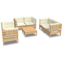 vidaXL Garten-Lounge-Set 7-tlg. creme Kiefer
