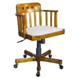Casa Padrino Büro Drehstuhl mit Armlehnen Hellbraun / Weiß 62 x 53 x H. 86 cm - Luxus Bürostuhl