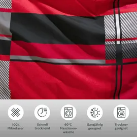 MY HOME Bettwäsche MY HOME "NINA, in verschiedenen Qualitäten", rot, B/L: 135cm x 200cm, 1 Stk., 1 Stk., Microfaser, B/L: 80cm x 80cm, 2 Stk., Microfaser, Obermaterial: 100% Polyester, Bettwäsche, Bettwäsche, in den Größen: 135x200 oder 155x220 cm