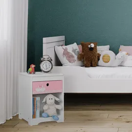 Relaxdays Kindernachttisch Schwan 32 x 41 x 31 cm Holzwerkstoff weiß/rosa