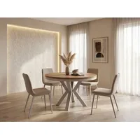 WFL GROUP Runder Ausziehtisch 100 x 76 x 100 cm Craft Eiche braun